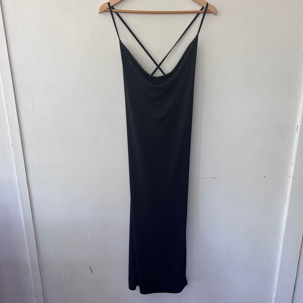 Abercrombie & Fitch Cowl Neck Maxi Dress Women S Black Slinky LBD Staple Sexy